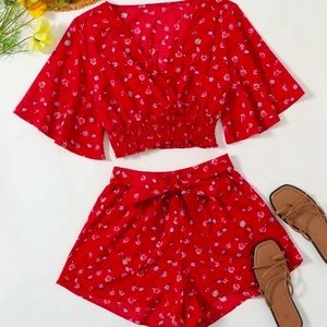 3/$20 ❤️ Shein 4x short and crop top set red